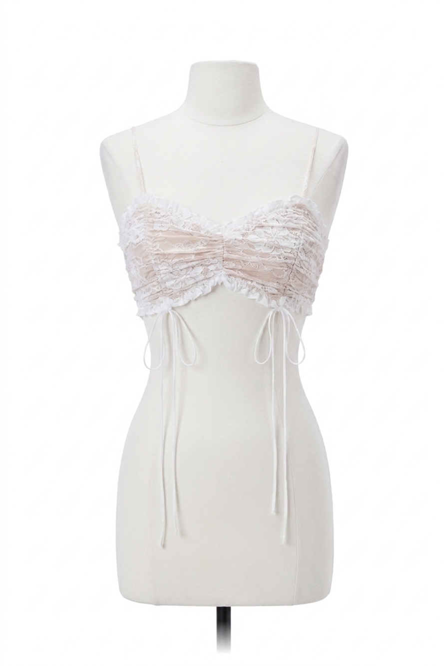 NEW FOR LOVE & LEMONS verbena shirred tank top in ivory lace